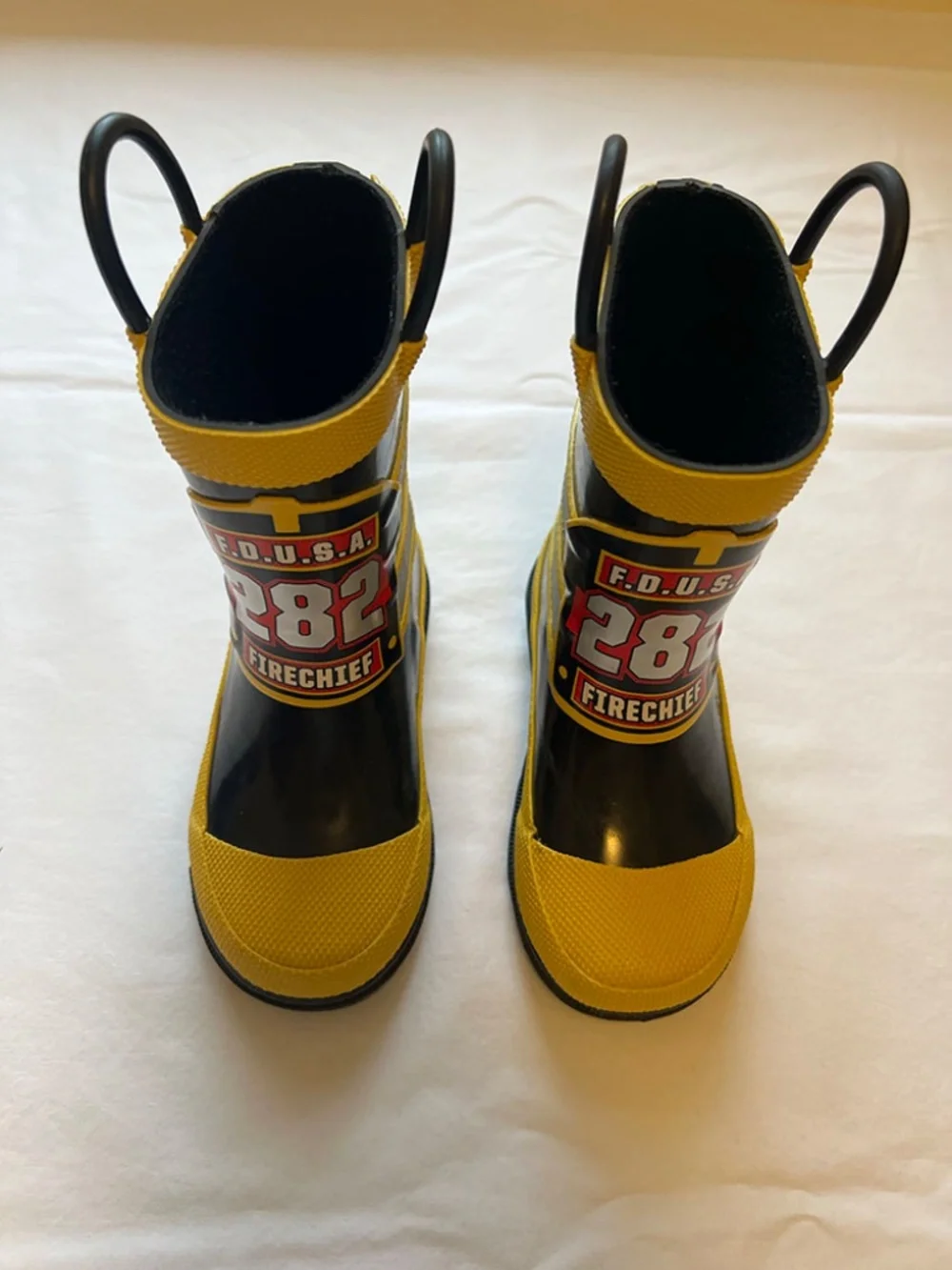 KIDS Fire Department .U.S.A. RAIN BOOT - BLACK -Western Chief - Like New - Sz 7